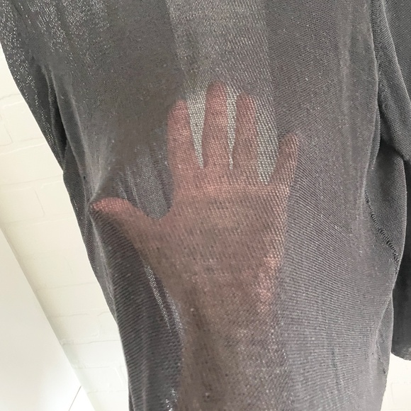 Eileen Fisher Open knit cardigan Linen blend beachy lightweight Black Sz 2X - Picture 13 of 13